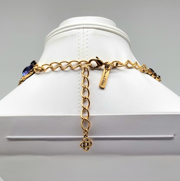 Oscar de la Renta Amethyst, Sapphire Swarovski Crystal Flower Statement Necklace - Picture 10 of 13